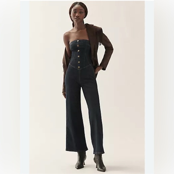 Anthropologie NWT Strapless Denim Corset Jumpsuit - 8 (runs small) - Picture 3 of 15